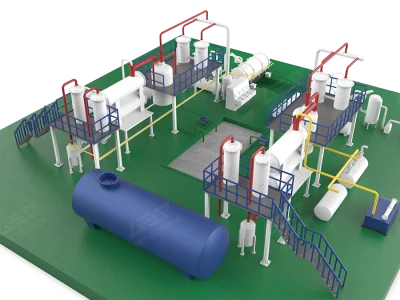 Planta de pirólise de pneus em lote - Máquina de reciclagem de resíduos de pneus em óleo para operações em pequena escala